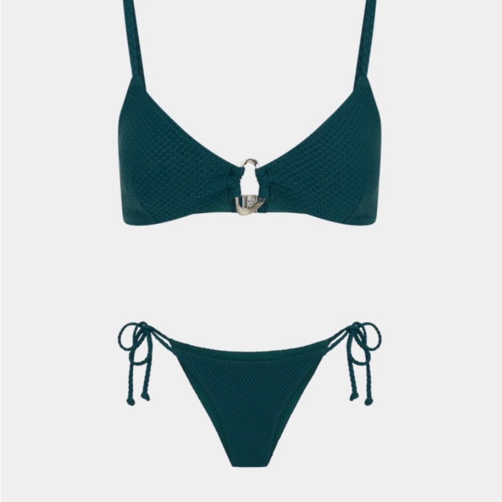 Textured Dark Teal/Forest Green Bikini Set